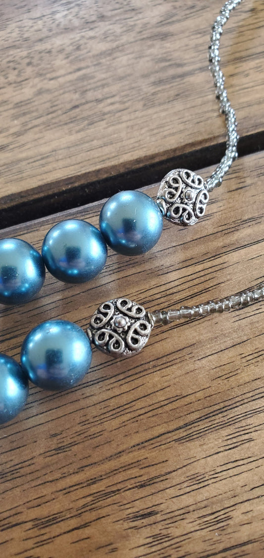 Blue & Grey Beaded Necklace