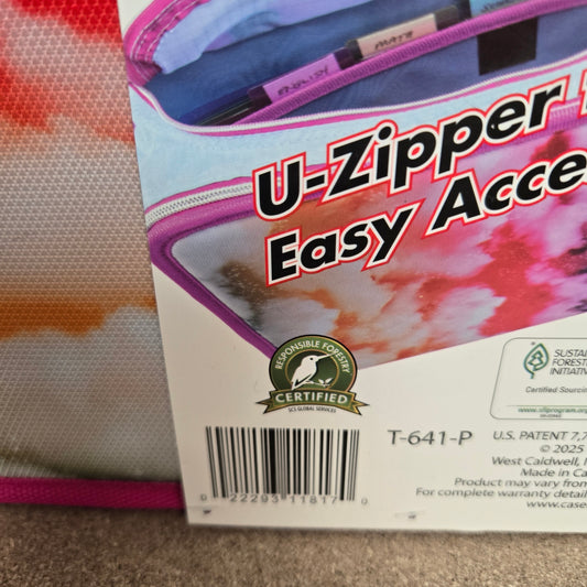 Case-it 3" Printed Nylon Ring Binder with Pockets - RAINBOW CLOUDS