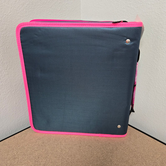 Five Star 2" Sewn Zipper Binder with Expansion Panel in Navy/Pink