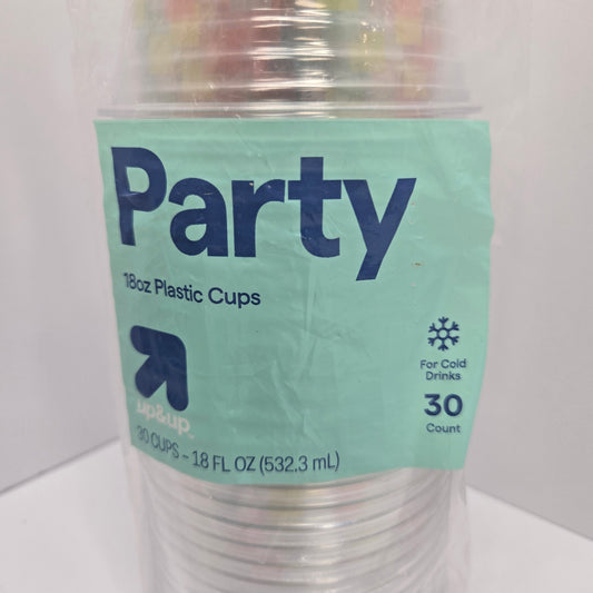 up&up Disposable Clear Checkered Cup 18oz, 30ct