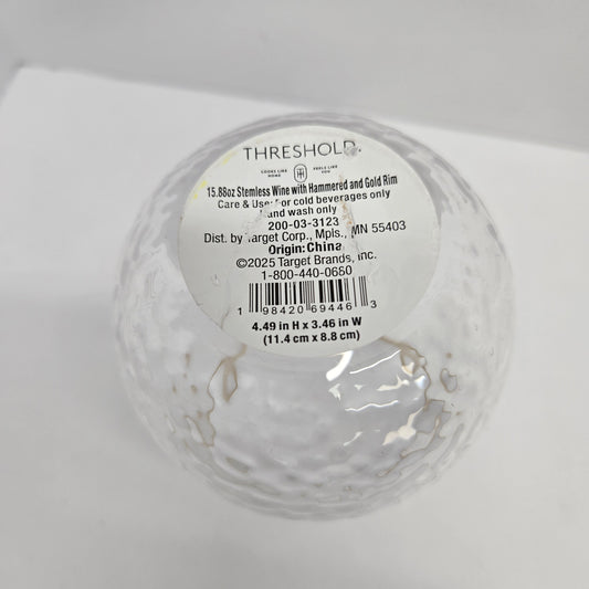 15.88oz Stemless Wine with Hammered and Gold Rim - Threshold™