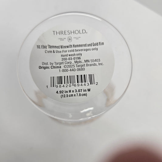 10.15oz Stemmed Winewith Hammered and Gold Rim Threshold™