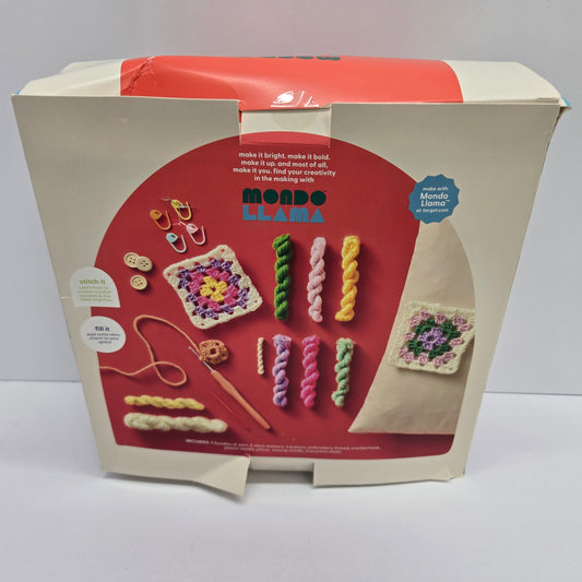 Granny Square Throw Pillow Crochet Kit- Mondo Llama™