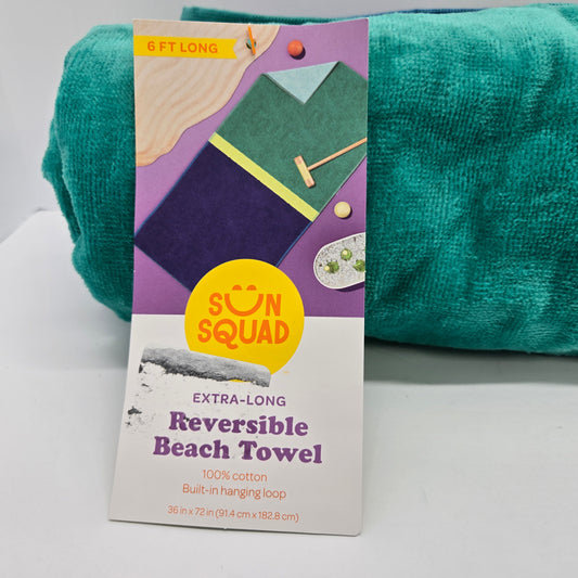 XL 'WOW' Reversible Beach Towel Green/Blue/Lime - Sun Squad™