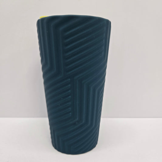 Starbucks Soft-Touch Geometric Blue w/Green Top Ceramic Travel Tumbler, 12oz