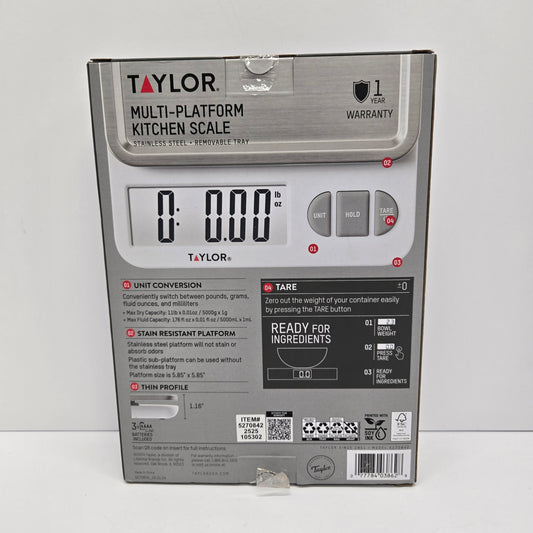 Taylor Digital Kitchen 11lb Food Scale with Removable Tray