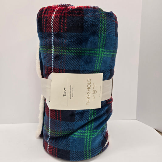 Plaid Plush Throw Blanket with Faux Shearling Reverse - Threshold™ 60”x 50”