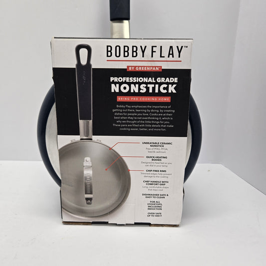 Bobby Flay 2.54qt Ceramic Nonstick Aluminum Sauce Pan with Lid Oxford Blue