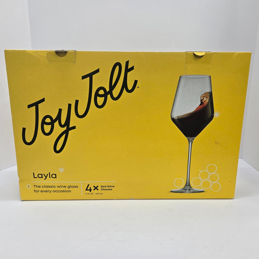 JoyJolt Layla Red Wine Glasses - Set of 4 Wine Lead-Free Crystal Wine Glass Set - 17 oz