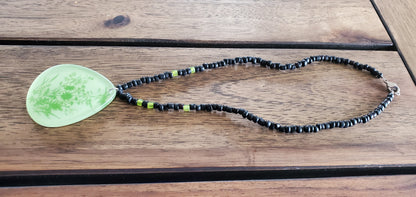 Black & Green Botanical Beaded Necklace