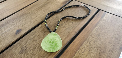 Black & Green Botanical Beaded Necklace