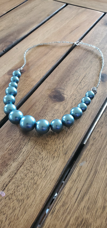 Blue & Grey Beaded Necklace