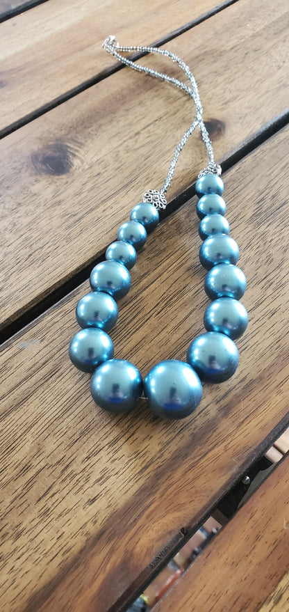 Blue & Grey Beaded Necklace