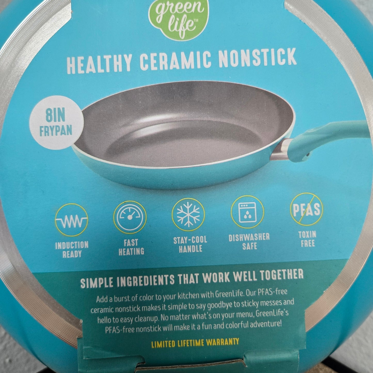 GreenLife Essentials 8" Ceramic Frypan, Teal