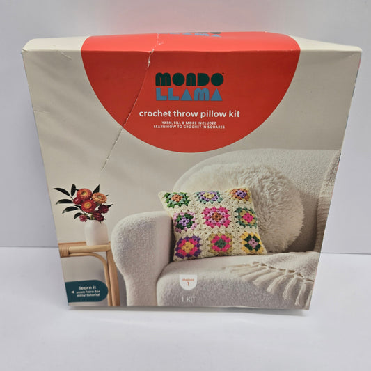 Granny Square Throw Pillow Crochet Kit- Mondo Llama™