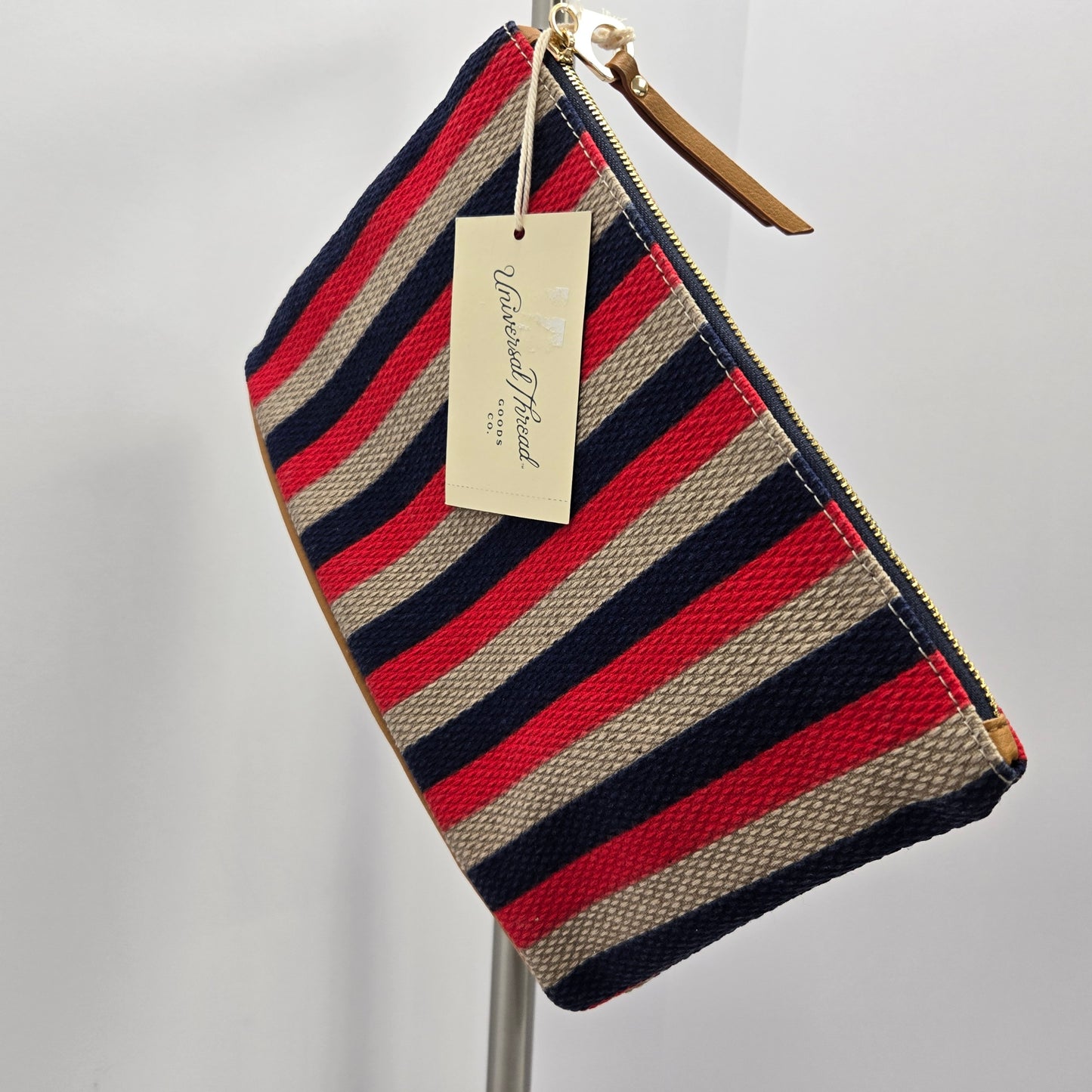 Universal Thread Striped Canvas Makeup Pouch/Clutch