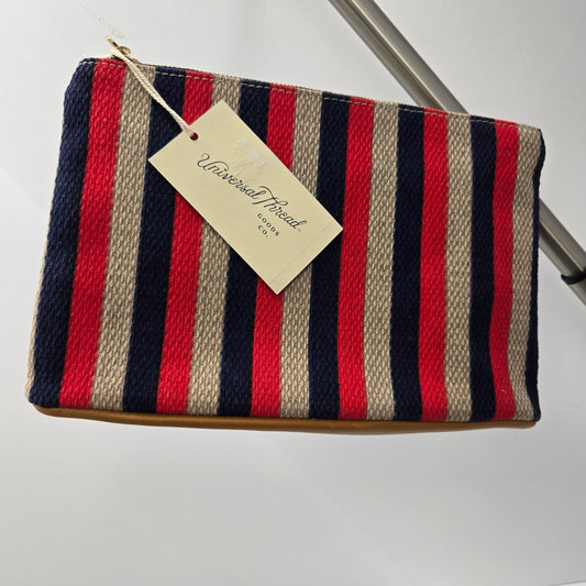Universal Thread Striped Canvas Makeup Pouch/Clutch