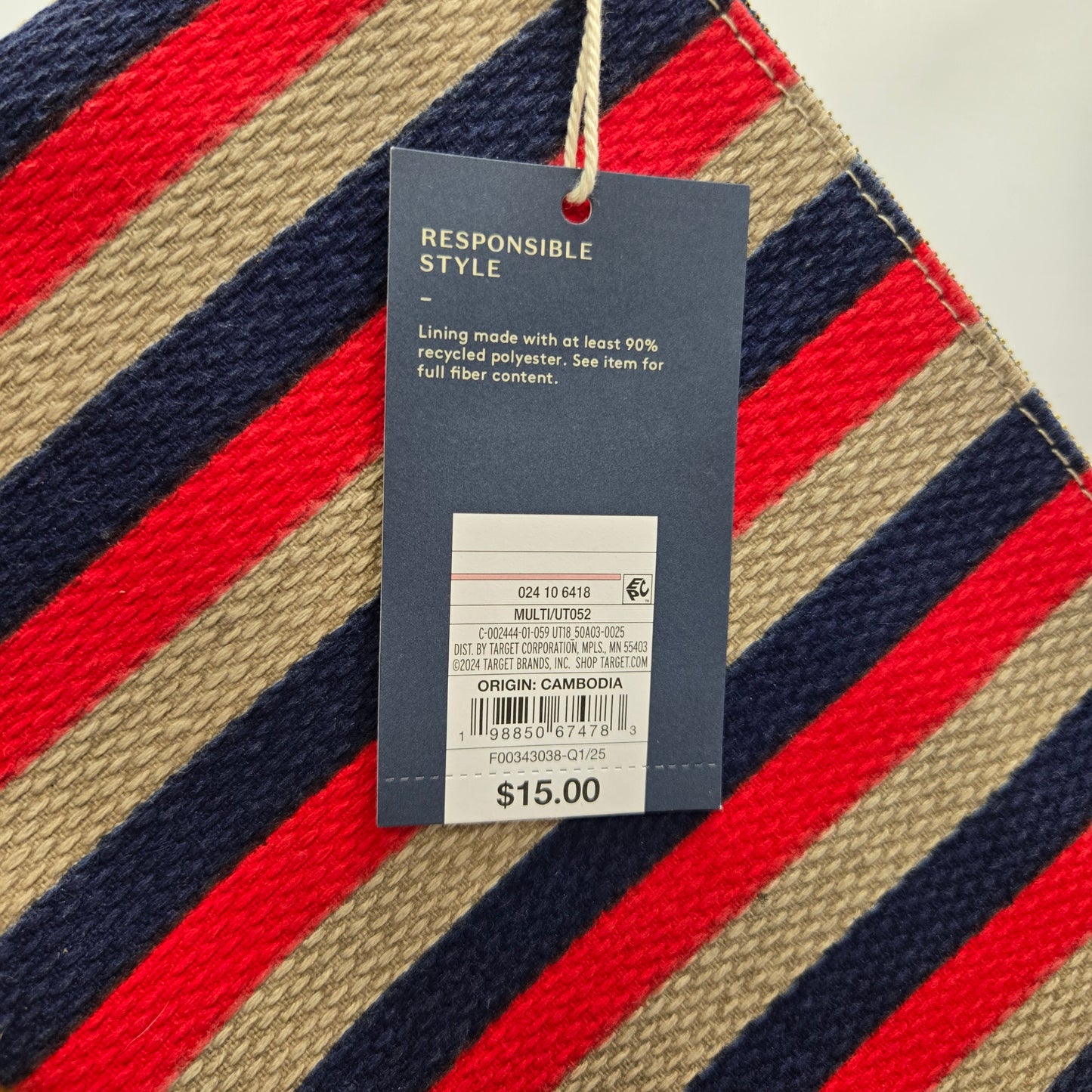 Universal Thread Striped Canvas Makeup Pouch/Clutch