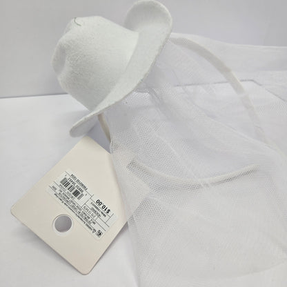 I Do Crew Bride Mini Cowboy Hat With Veil Headband
