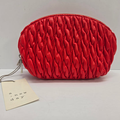 Red Faux Leather Textured Make Up Cosmetic Bag - A New Day