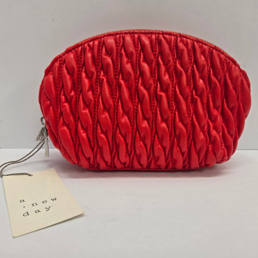 Red Faux Leather Textured Make Up Cosmetic Bag - A New Day