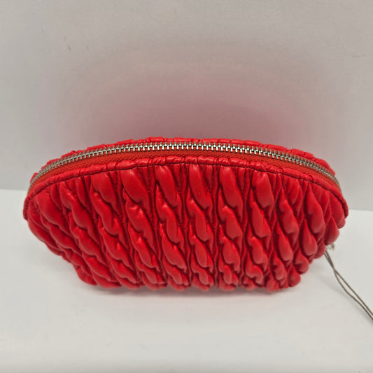 Red Faux Leather Textured Make Up Cosmetic Bag - A New Day