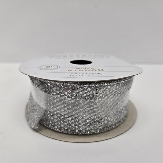 1.5" Wired Ribbon 9' Silver - Wondershop™