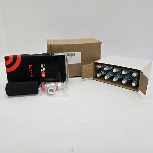 ThinkRider Kit; 16g Threaded 10pk CO2 Cartridges, with CO2 Bike Tire Inflator adaptor, for Bike, bicycle, tricycle tires