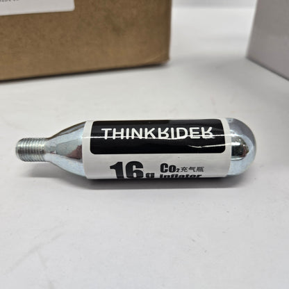 ThinkRider Kit; 16g Threaded 10pk CO2 Cartridges, with CO2 Bike Tire Inflator adaptor, for Bike, bicycle, tricycle tires