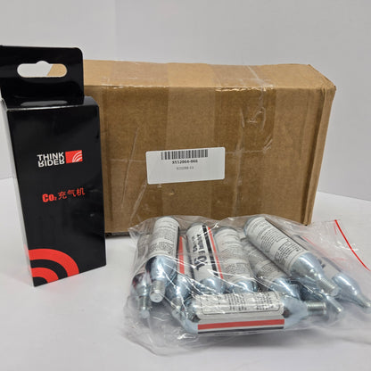 ThinkRider Kit; 16g Threaded 10pk CO2 Cartridges, with CO2 Bike Tire Inflator , for Bike, bicycle, tricycle tires