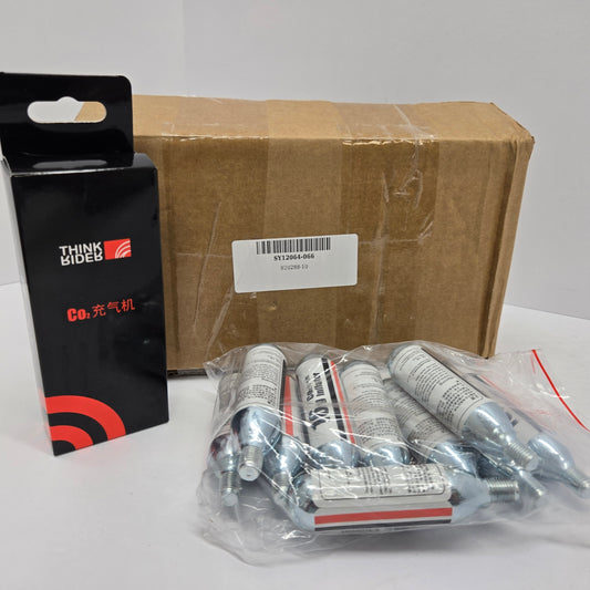 ThinkRider Kit; 16g Threaded 10pk CO2 Cartridges, with CO2 Bike Tire Inflator , for Bike, bicycle, tricycle tires