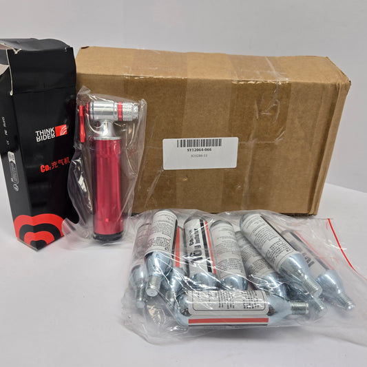 ThinkRider Kit; 16g Threaded 10pk CO2 Cartridges, with CO2 Bike Tire Inflator , for Bike, bicycle, tricycle tires