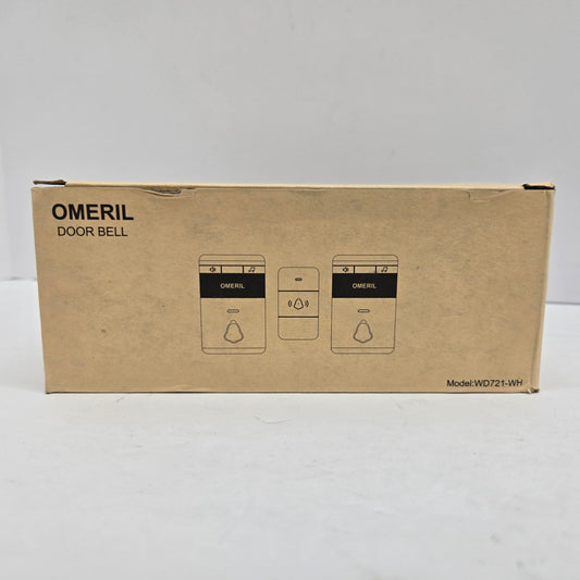 Omeril WD721-WH Wireless Door Bell Kit With 2 Receivers 1000ft Range, White