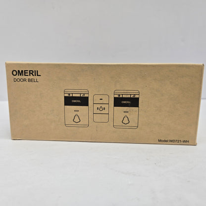 Omeril WD721-WH Wireless Door Bell Kit With 2 Receivers 1000ft Range, White