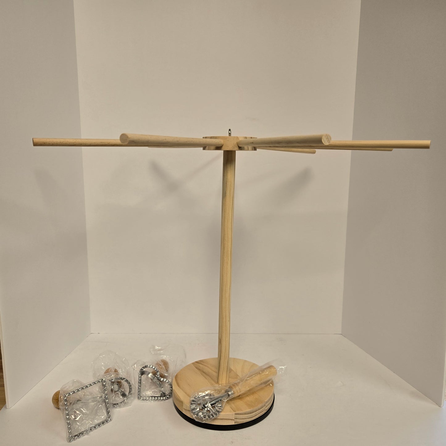 Pasta drying rack with tools