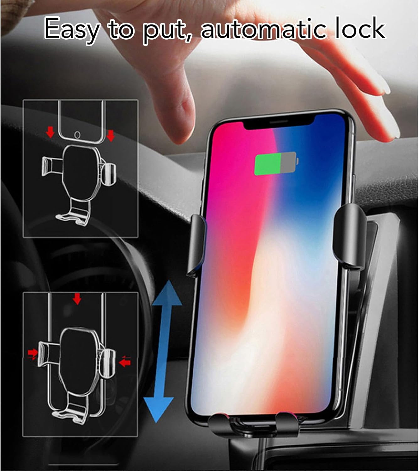 Gloglow 15W Wireless Car Charger Mount, 360 Degree Rotating Phone Holder