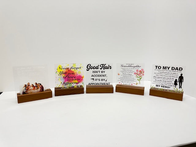 Clear Acrylic Desk Decorative Sign Decor, Multiple Designs