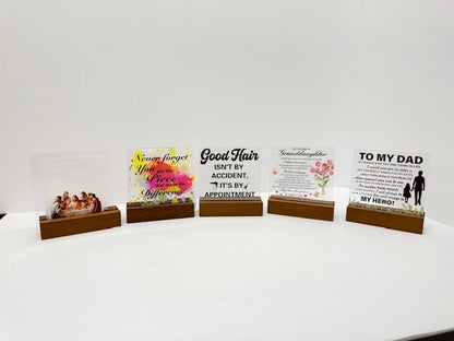 Clear Acrylic Desk Decorative Sign Decor, Multiple Designs