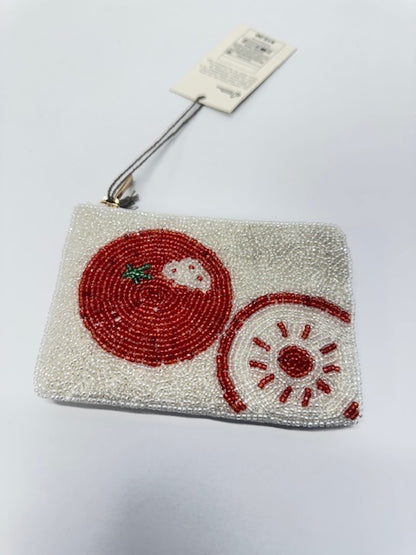 A-New-Day Beaded Zipper Coin Purse-Tomato