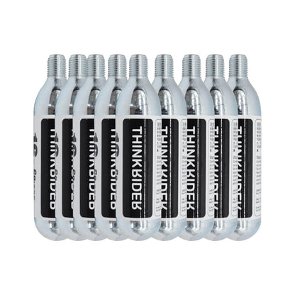 ThinkRider Kit; 16g Threaded 10pk CO2 Cartridges, with CO2 Bike Tire Inflator , for Bike, bicycle, tricycle tires